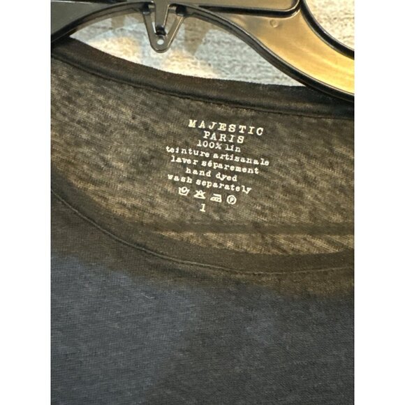 Majestic Paris 100% linen Striped Long Sleeve Shirt Size 1 - Picture 2 of 3